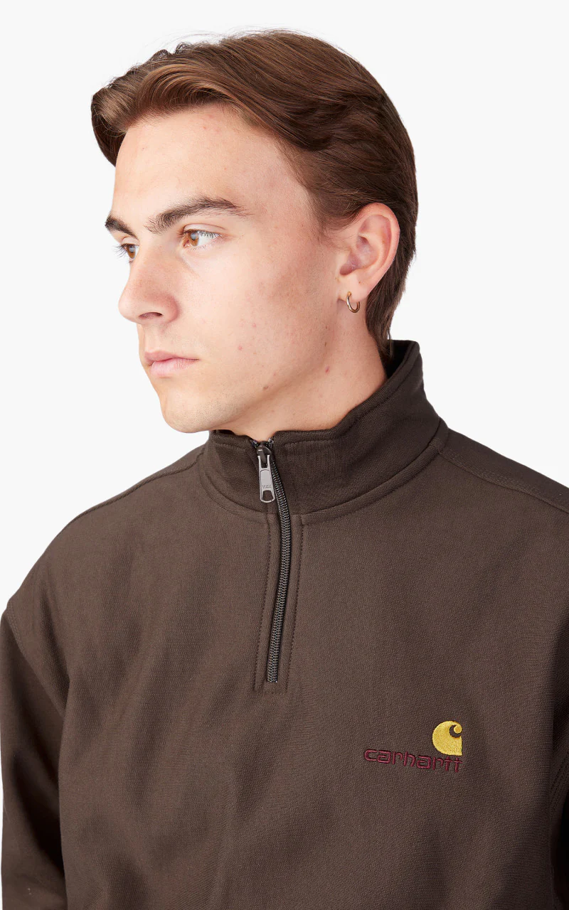 Carhartt WIP Half Zip American Script Sweatshirt Buckeye - Image 5