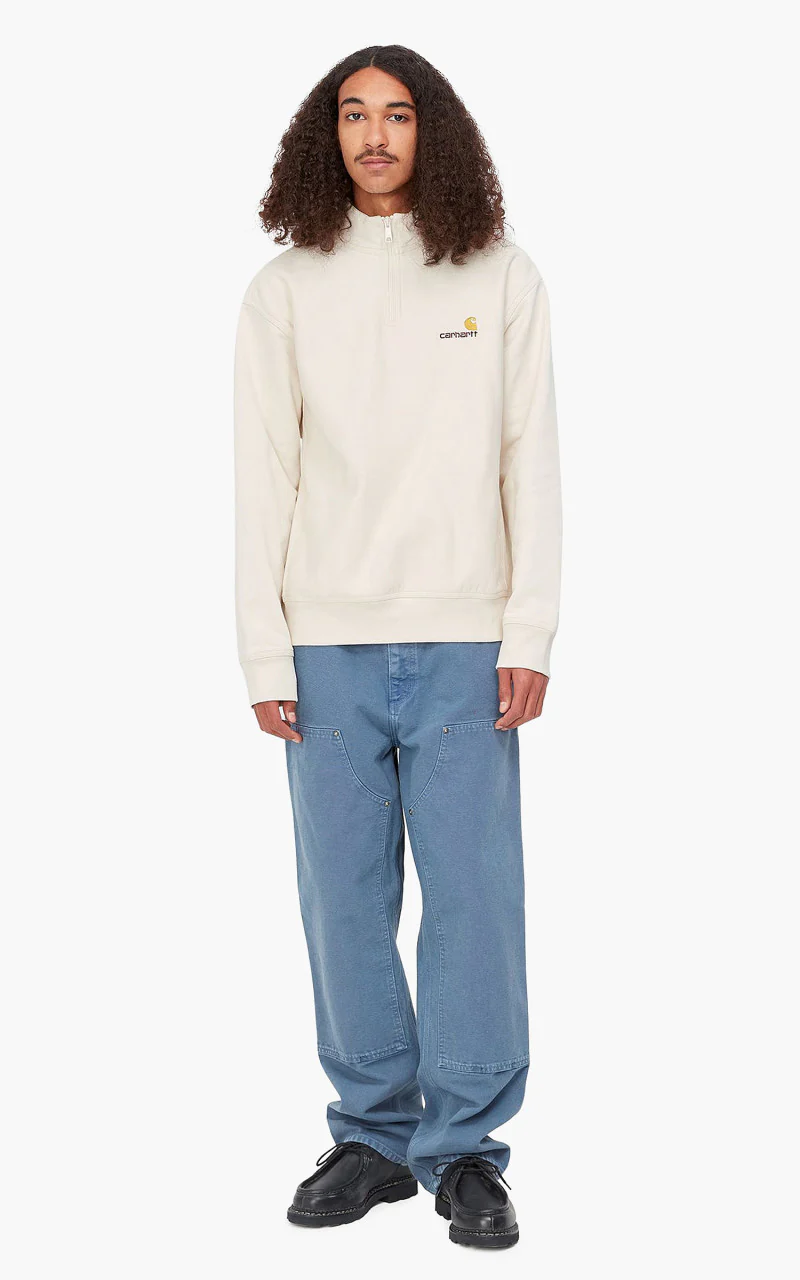 Carhartt WIP Half Zip American Script Sweatshirt Natural - Image 2