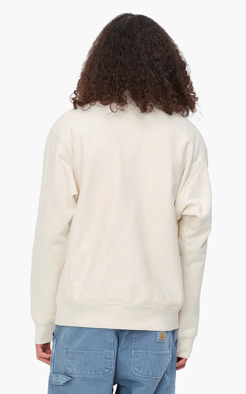 Carhartt WIP Half Zip American Script Sweatshirt Natural - Image 3