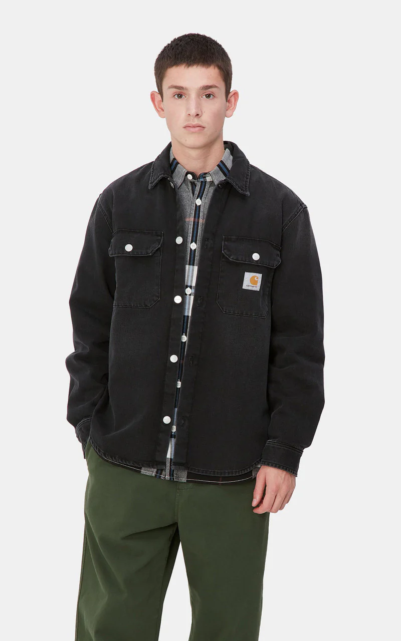 Carhartt WIP Harvey Shirt Jac Black Dark Used Wash - Image 4