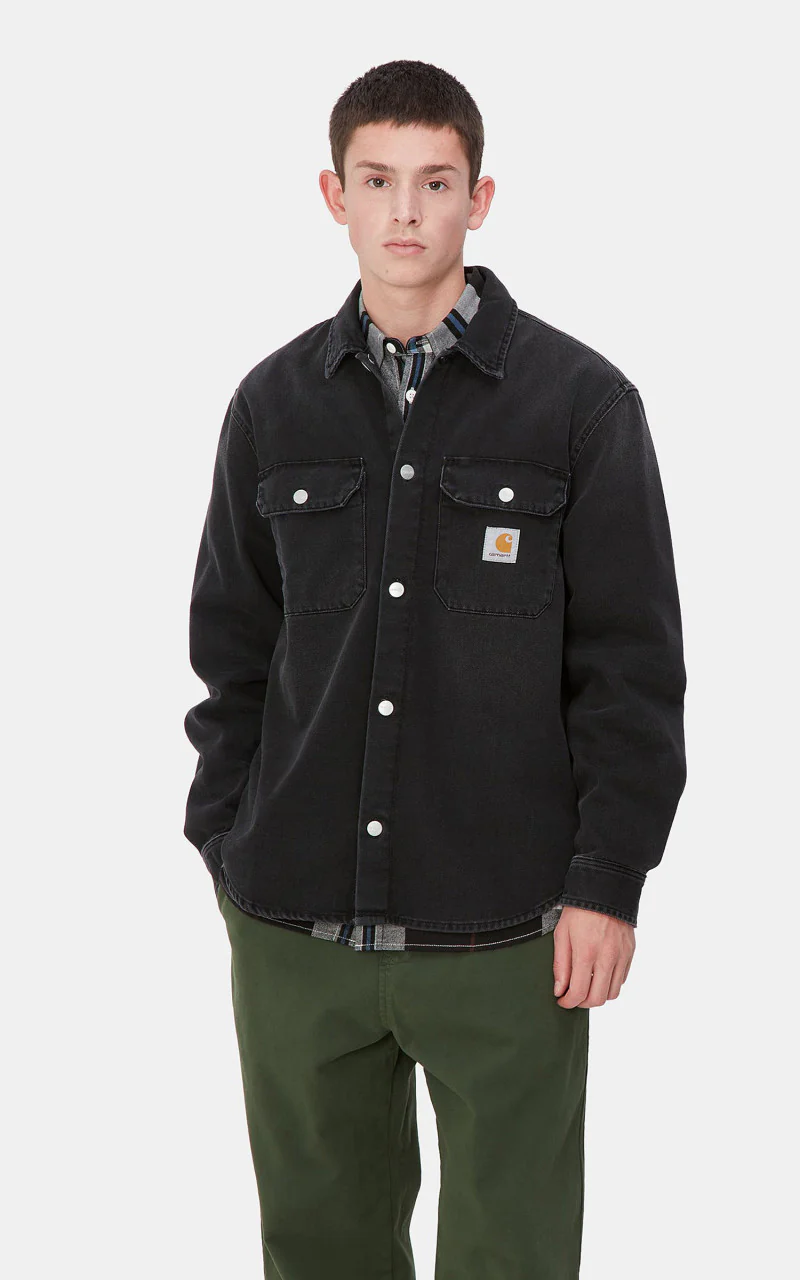 Carhartt WIP Harvey Shirt Jac Black Dark Used Wash - Image 5