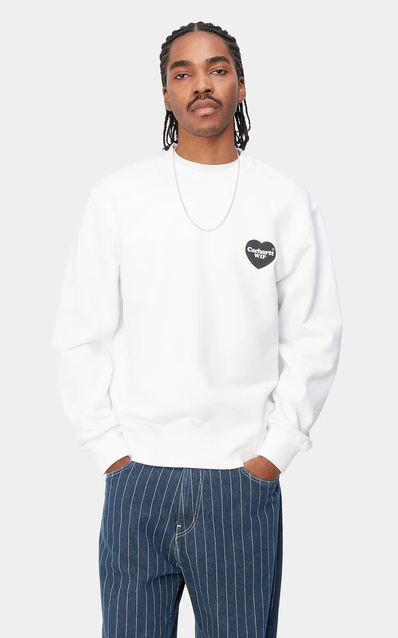 Carhartt WIP Heart Bandana Sweat White/Black Stone Washed - Image 2