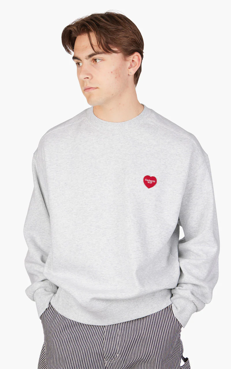 Carhartt WIP Heart Patch Sweat Ash Heather - Image 4