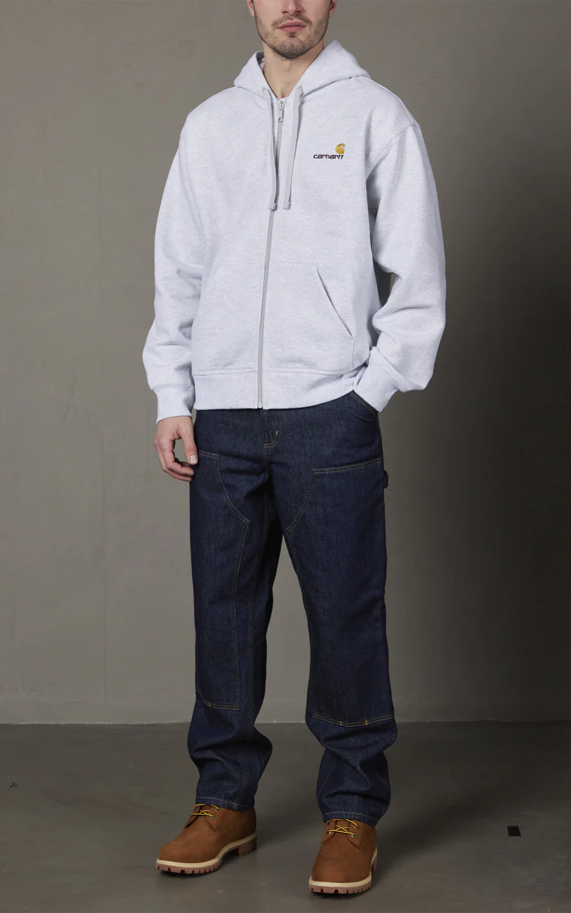 Carhartt WIP Hooded American Script Jacket Ash Heather - Image 2