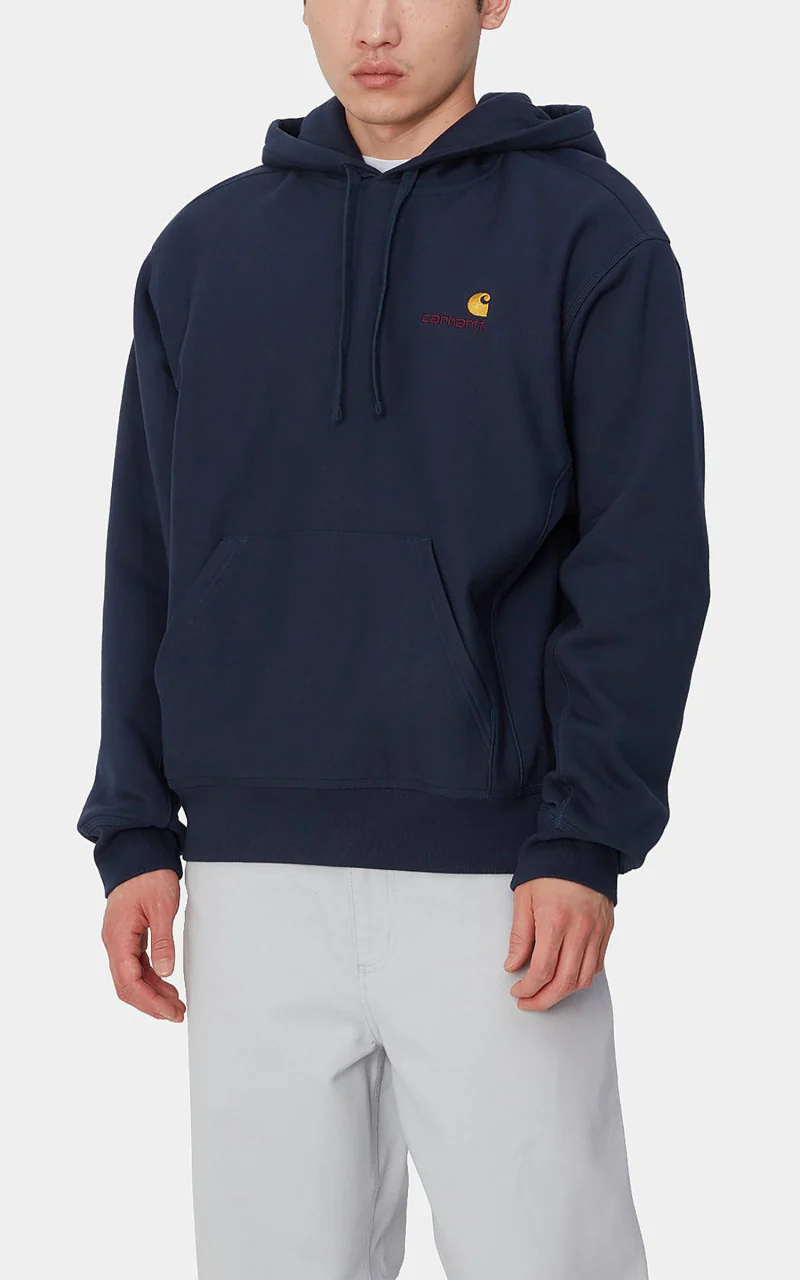 Carhartt WIP Hooded American Script Sweatshirt Air Force Blue - Image 4
