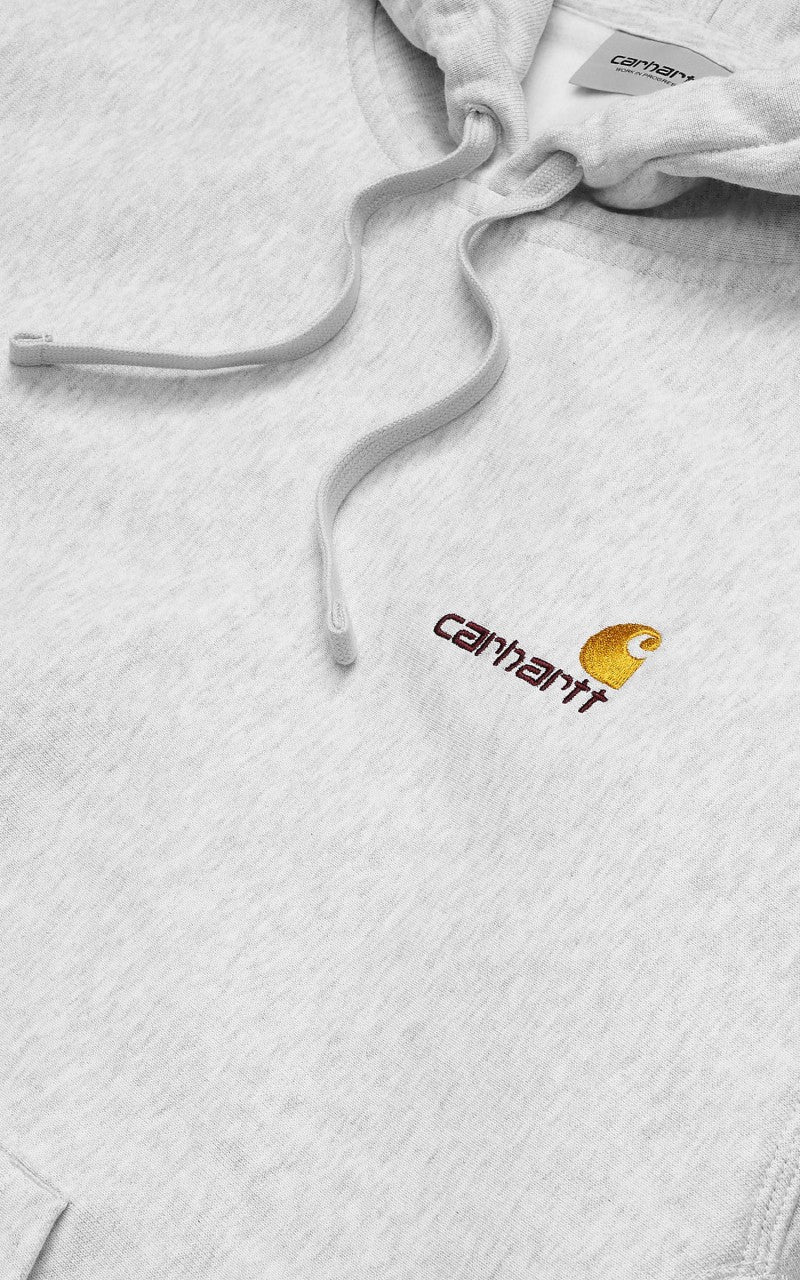 Carhartt WIP Hooded American Script Sweatshirt Ash Heather - Image 3