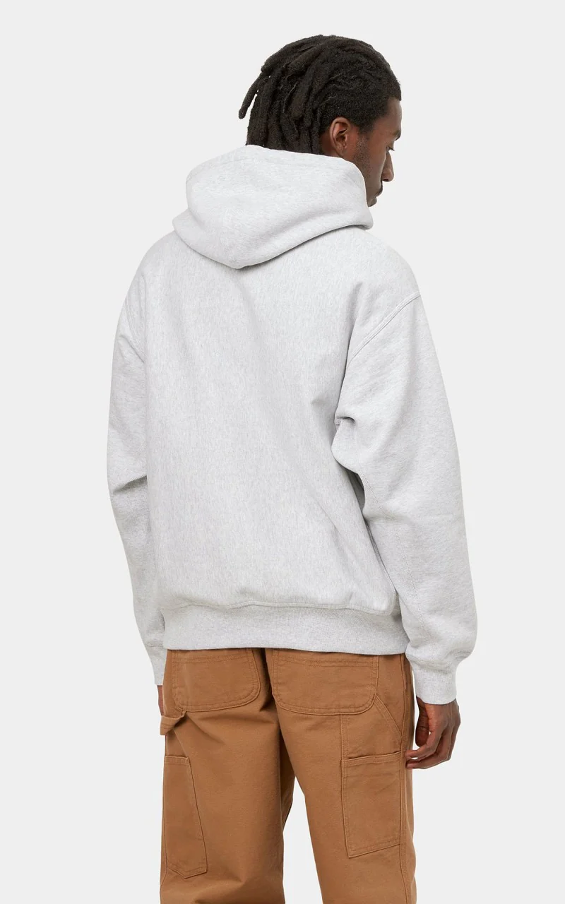Carhartt WIP Hooded American Script Sweatshirt Ash Heather - Image 5