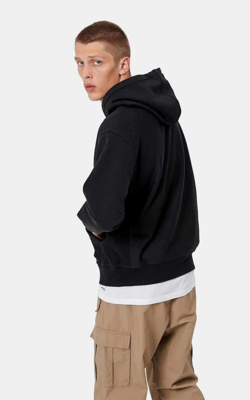 Carhartt WIP Hooded American Script Sweatshirt Black - Image 3