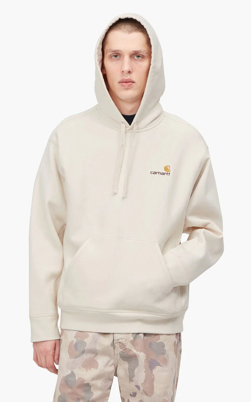 Carhartt WIP Hooded American Script Sweatshirt Natural - Image 2