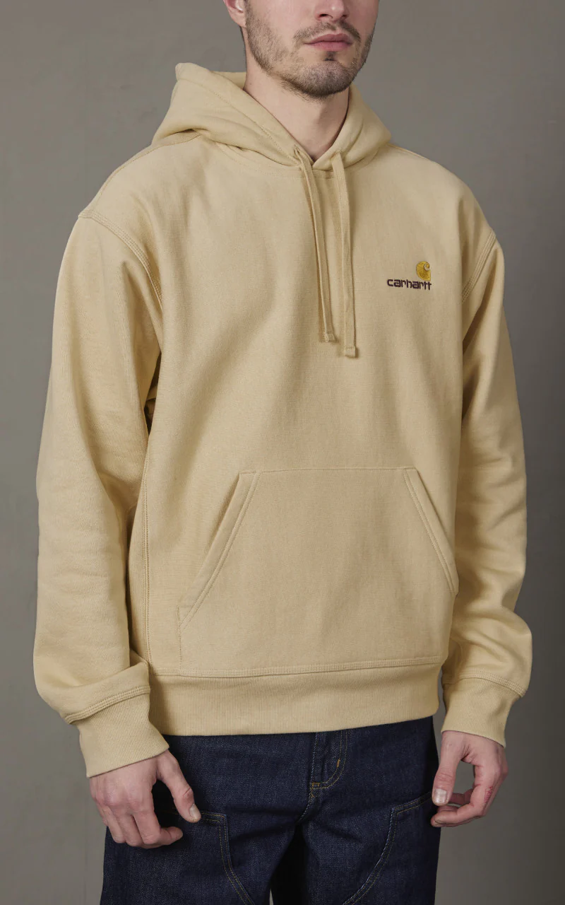 Carhartt WIP Hooded American Script Sweatshirt Rattan - Image 4