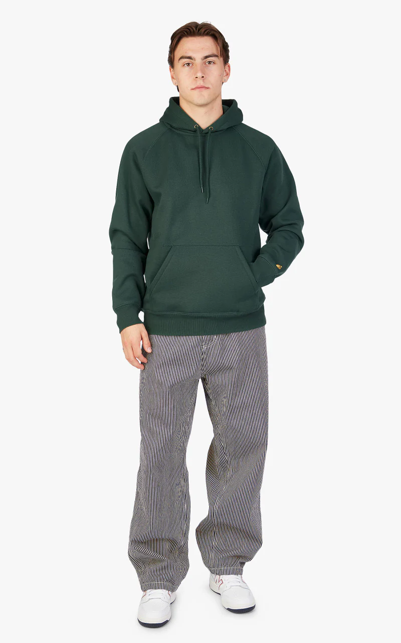 Carhartt WIP Hooded Chase Sweatshirt Discovery Green/Gold - Image 2