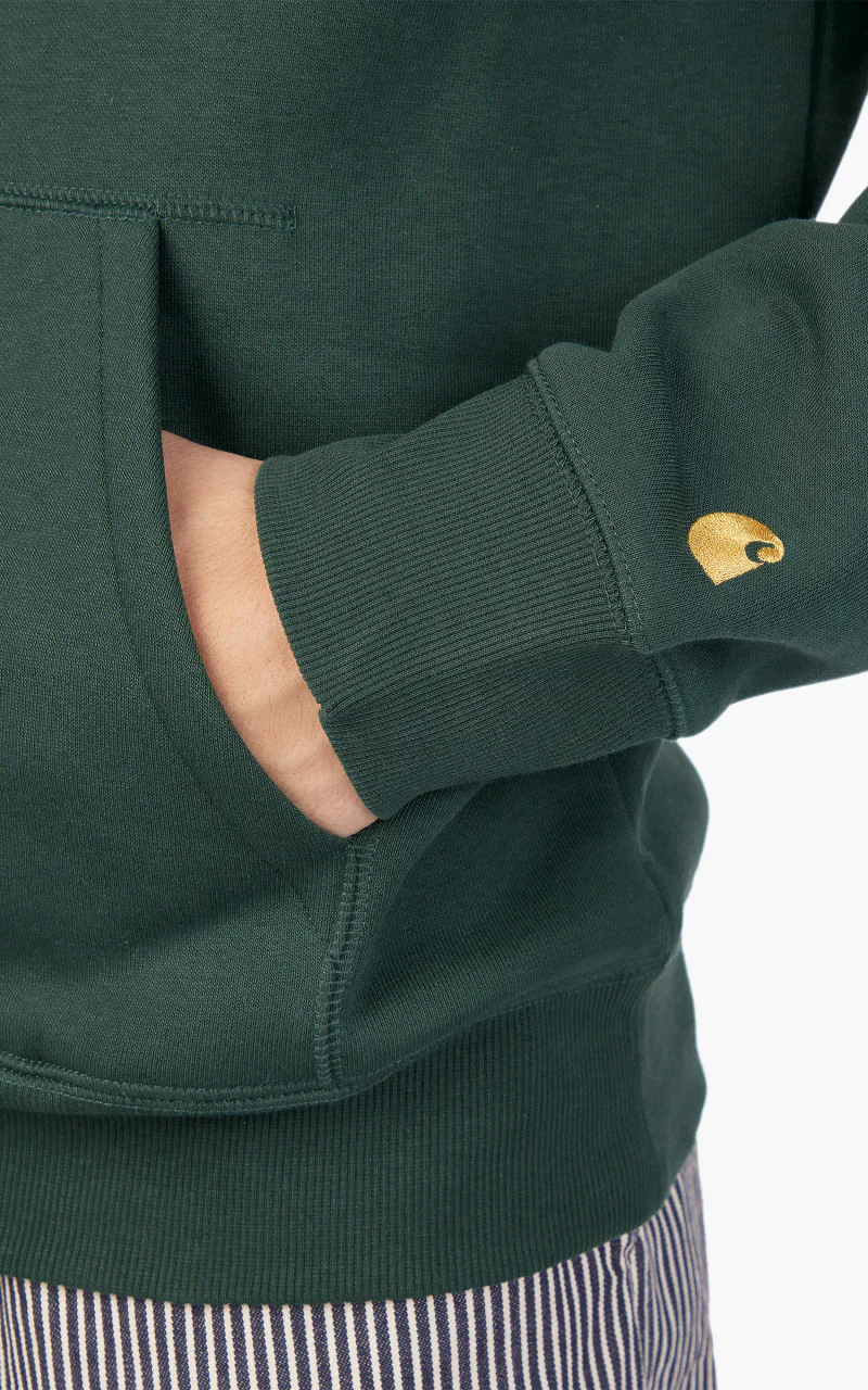 Carhartt WIP Hooded Chase Sweatshirt Discovery Green/Gold - Image 5