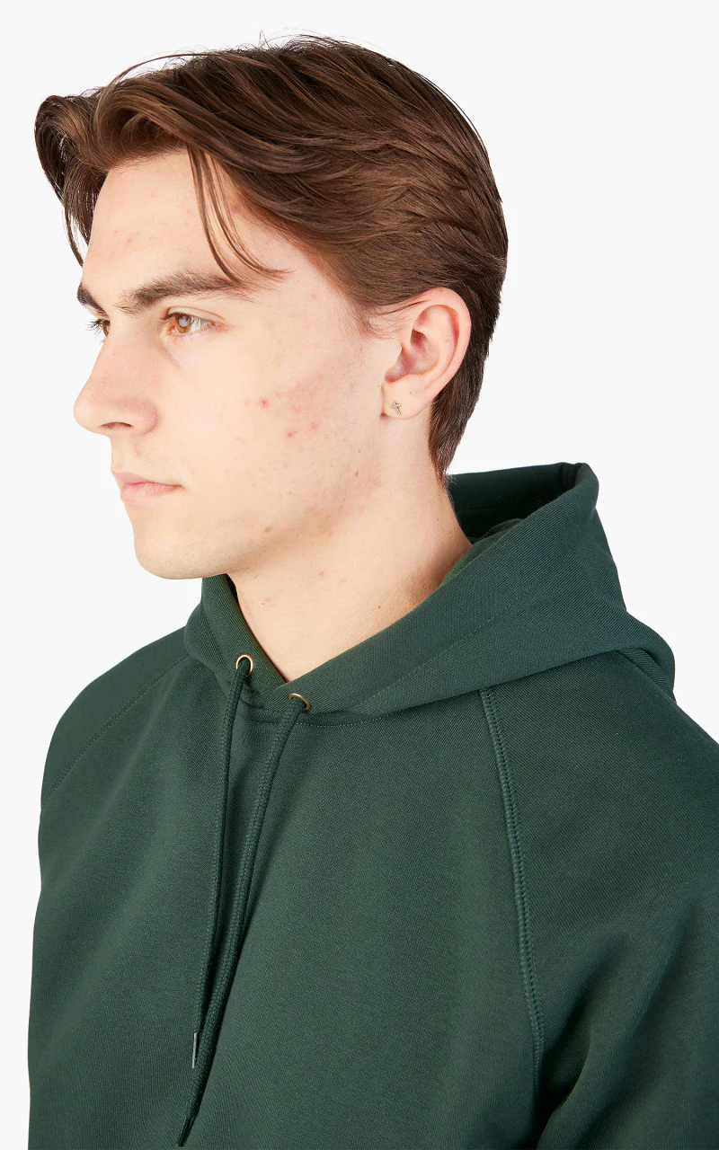 Carhartt WIP Hooded Chase Sweatshirt Discovery Green/Gold - Image 7