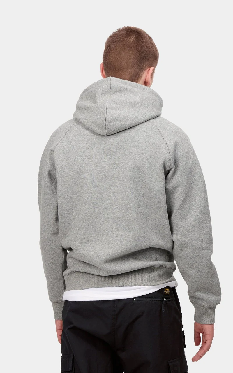Carhartt WIP Hooded Chase Sweatshirt Grey Heather/Gold - Image 3