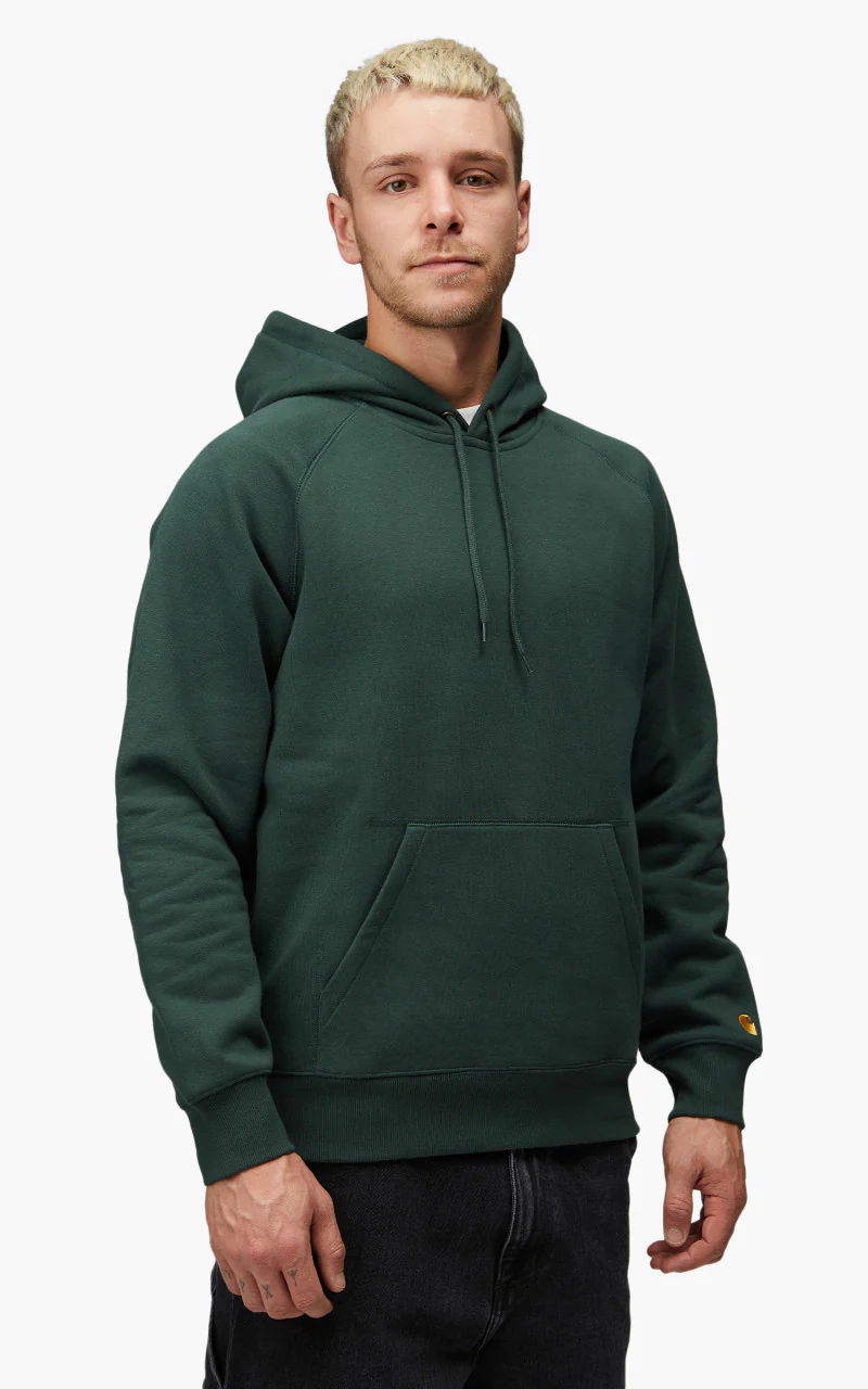 Carhartt WIP Hooded Chase Sweatshirt Juniper/Gold - Image 6