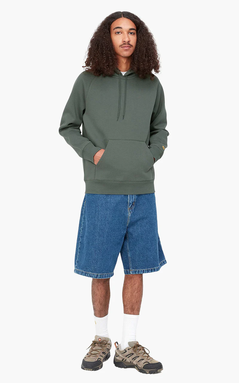 Carhartt WIP Hooded Chase Sweatshirt Jura/Gold - Image 2
