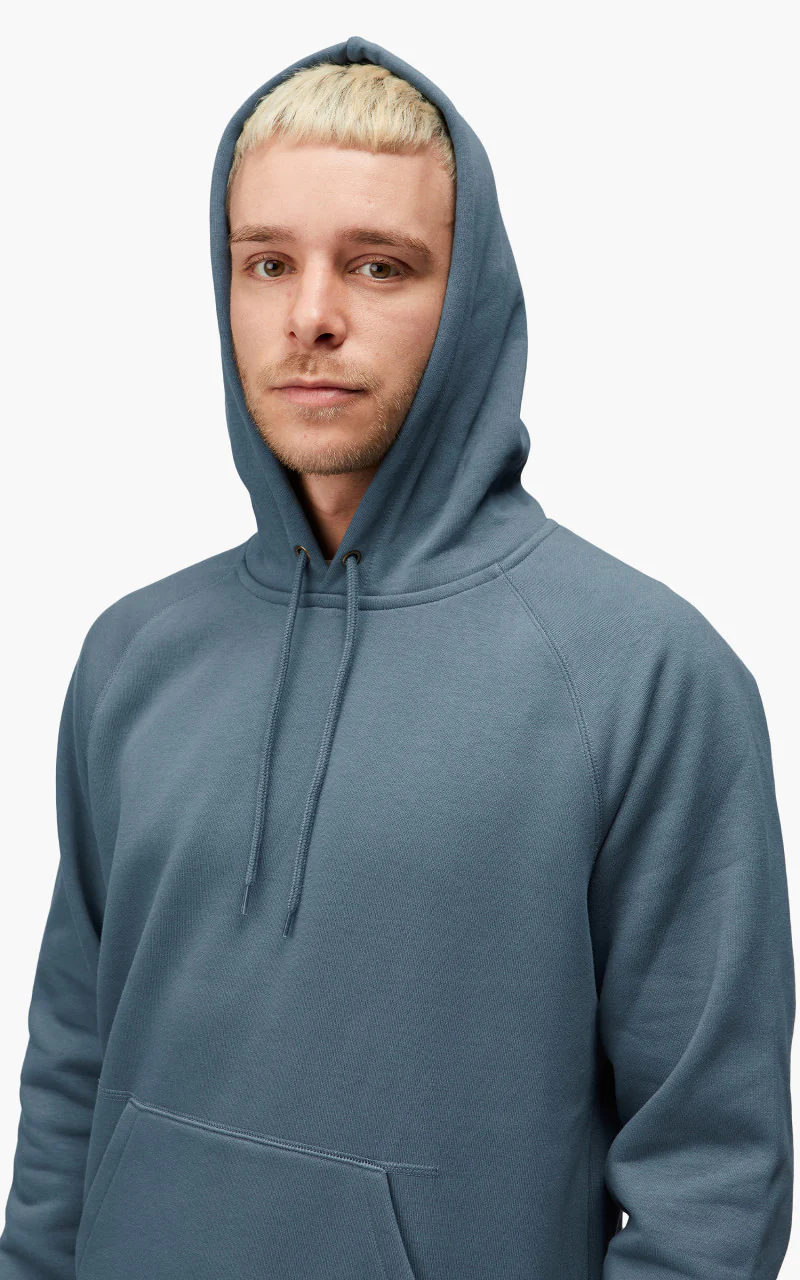 Carhartt WIP Hooded Chase Sweatshirt Storm Blue/Gold - Image 8
