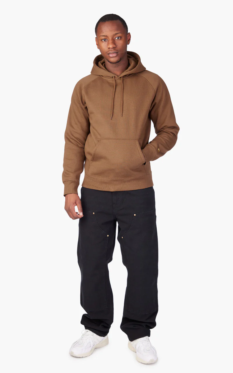Carhartt WIP Hooded Chase Sweatshirt Tamarind/Gold - Image 2