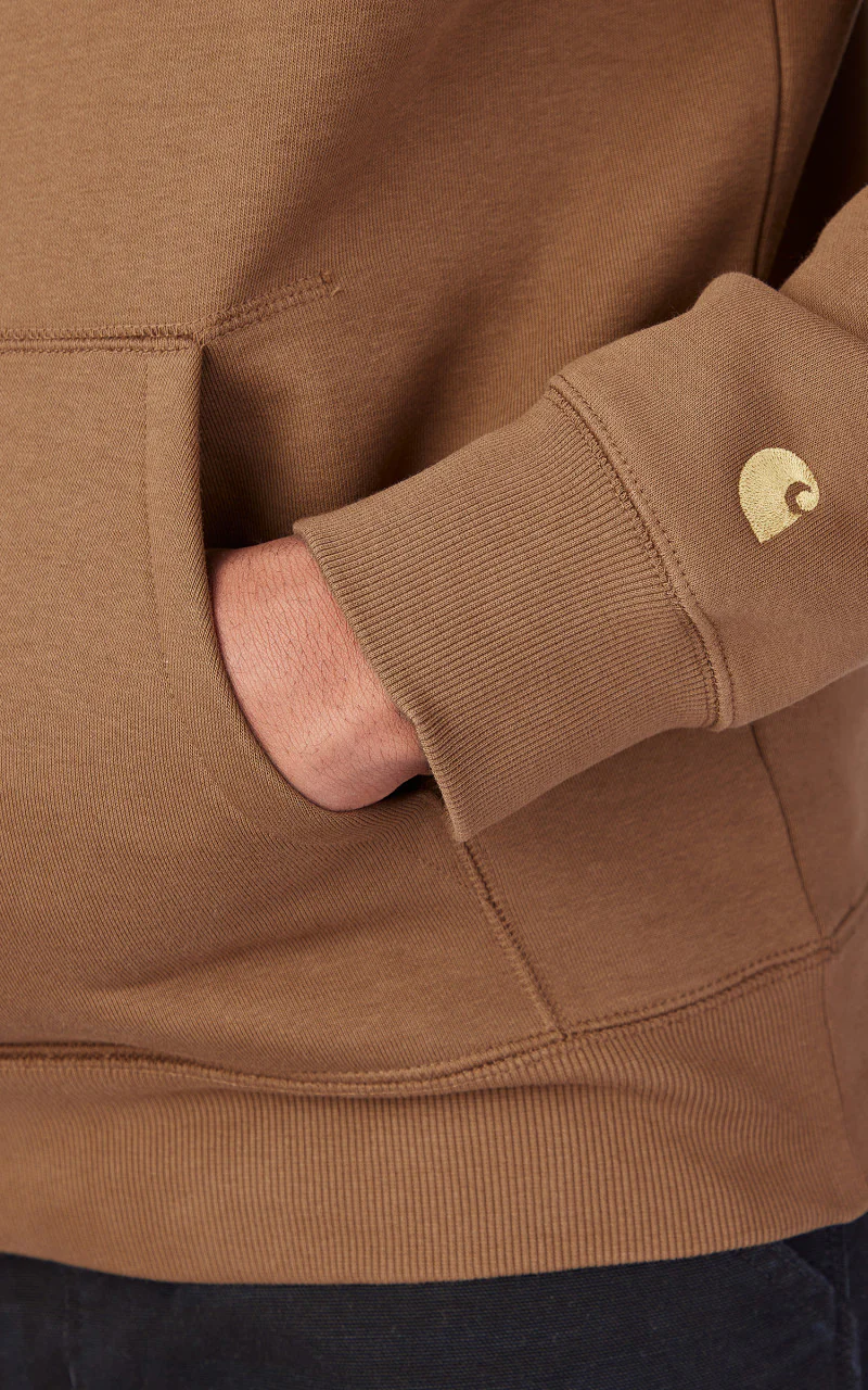 Carhartt WIP Hooded Chase Sweatshirt Tamarind/Gold - Image 5