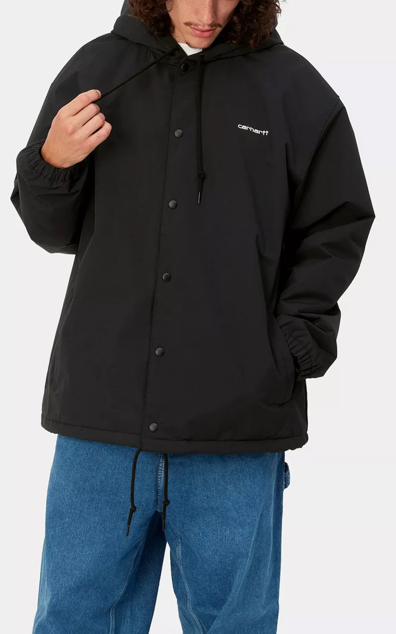 Carhartt WIP Hooded Coach Jacket Black/White - Image 2