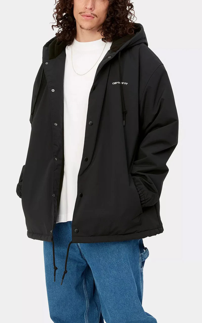 Carhartt WIP Hooded Coach Jacket Black/White - Image 4