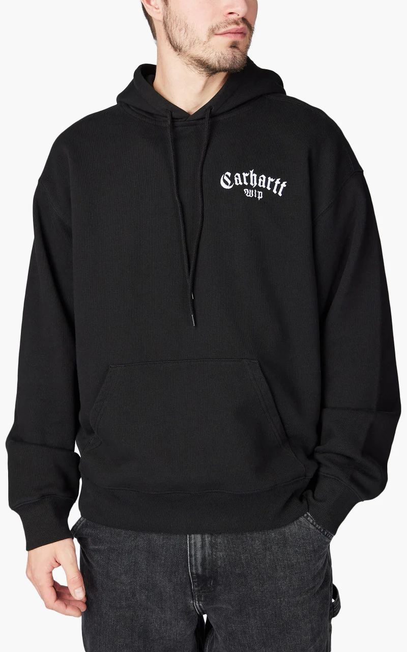 Carhartt WIP Hooded Onyx Script Sweat Black/White - Image 4