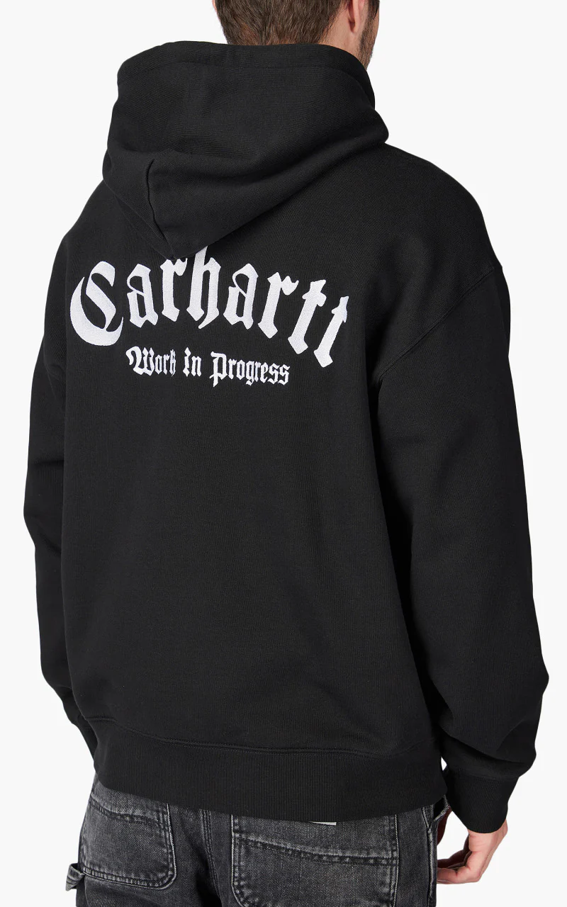 Carhartt WIP Hooded Onyx Script Sweat Black/White - Image 7