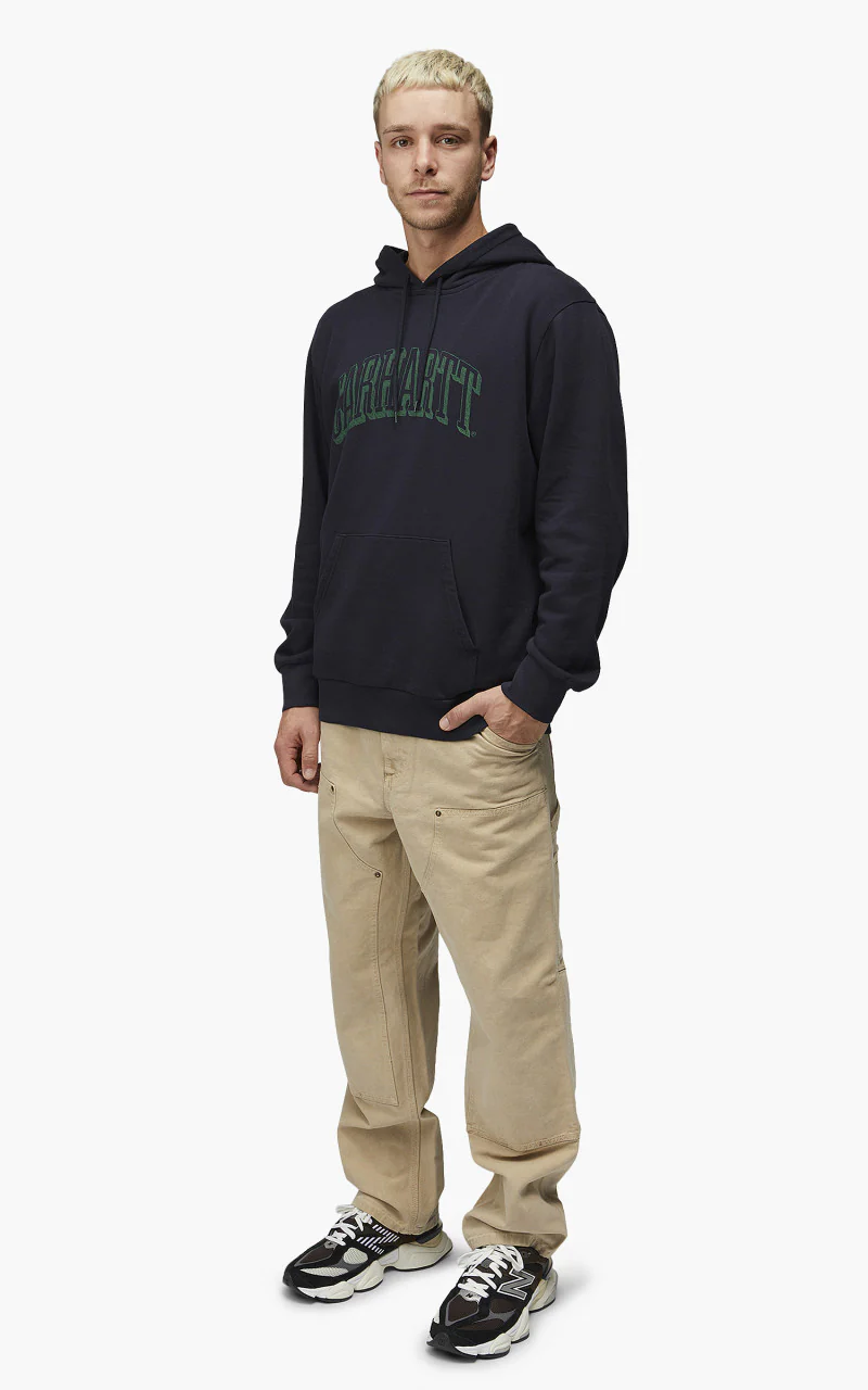 Carhartt WIP Hooded Scrawl Sweatshirt Dark Navy/Bonsai - Image 3
