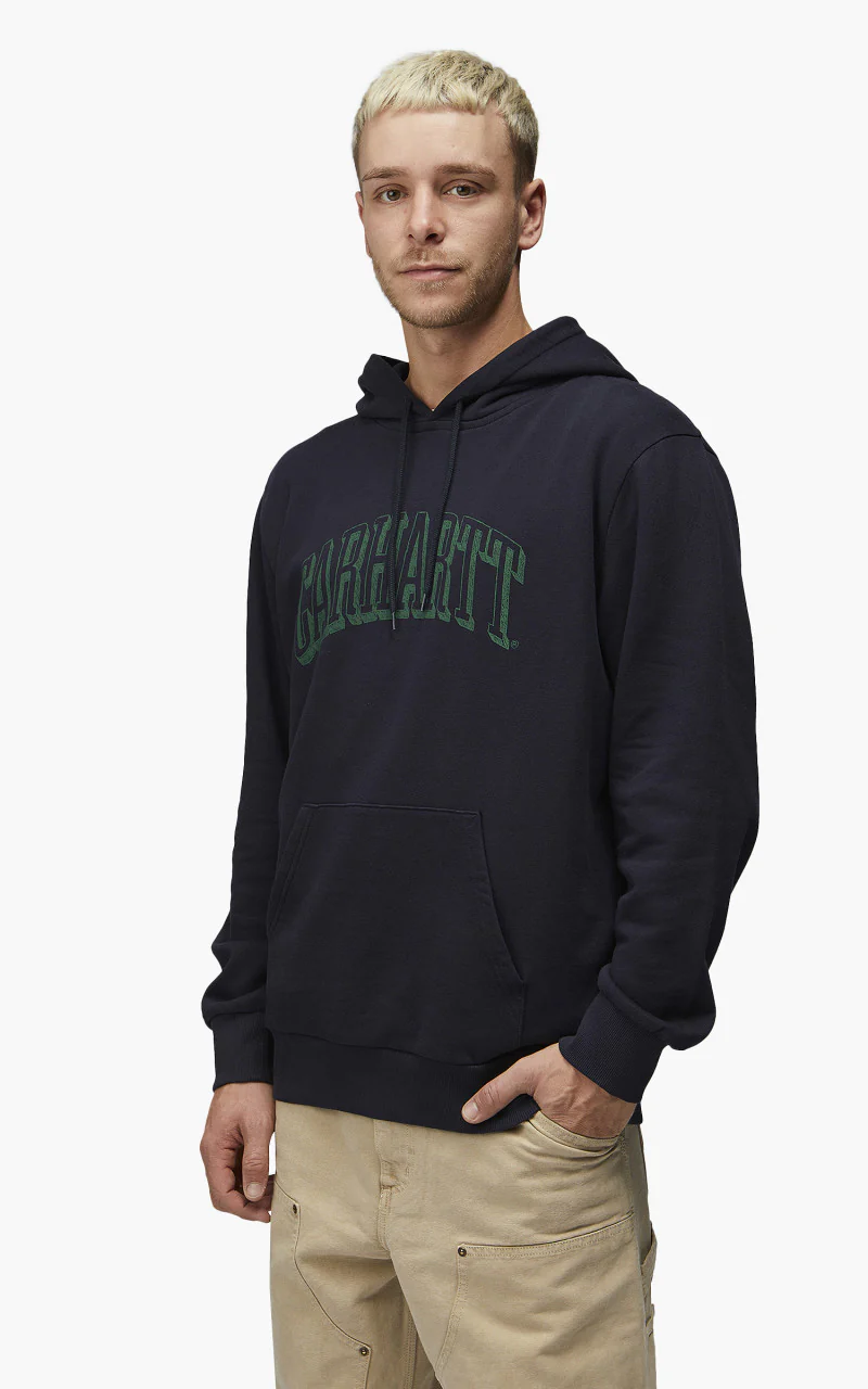 Carhartt WIP Hooded Scrawl Sweatshirt Dark Navy/Bonsai - Image 4