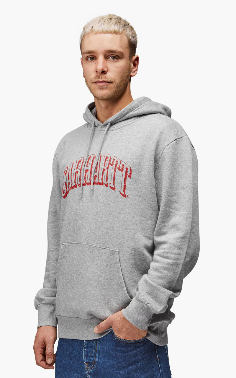 Carhartt WIP Hooded Scrawl Sweatshirt Grey Heather/Rocket - Image 4