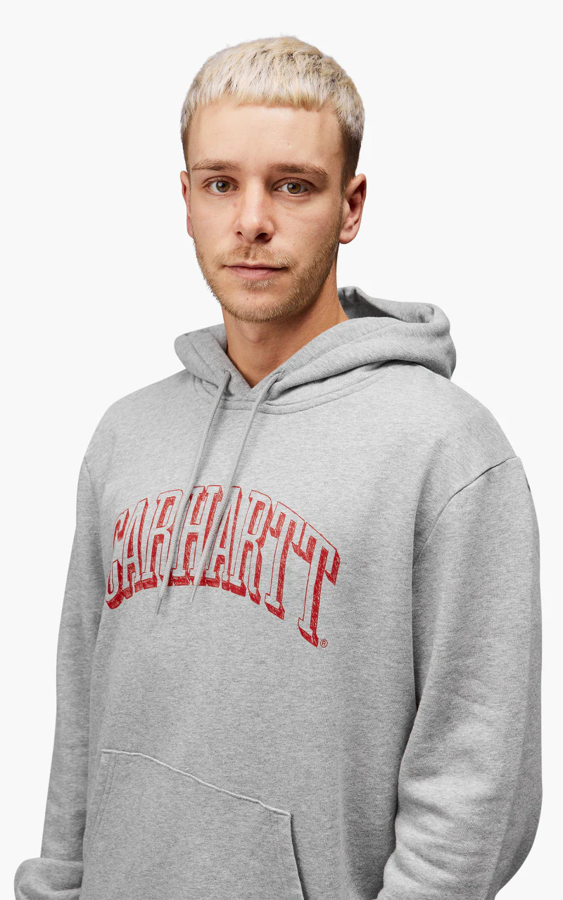 Carhartt WIP Hooded Scrawl Sweatshirt Grey Heather/Rocket - Image 7