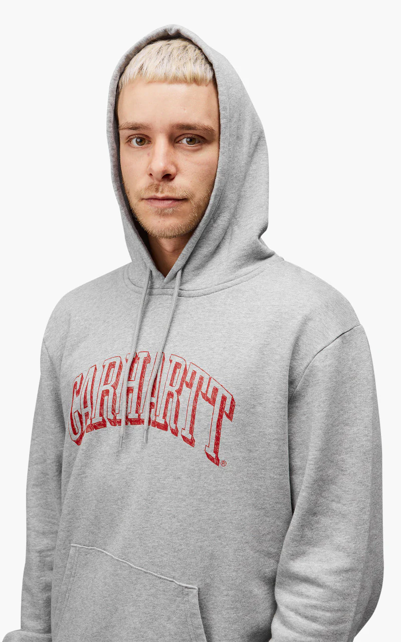 Carhartt WIP Hooded Scrawl Sweatshirt Grey Heather/Rocket - Image 8