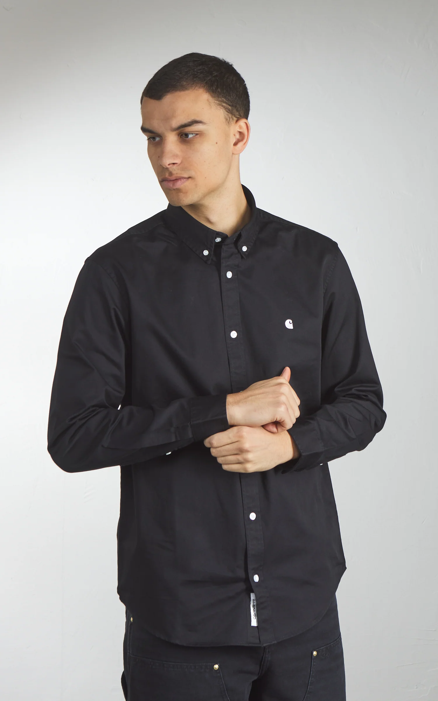 Carhartt WIP L/S Madison Shirt Black/White - Image 5