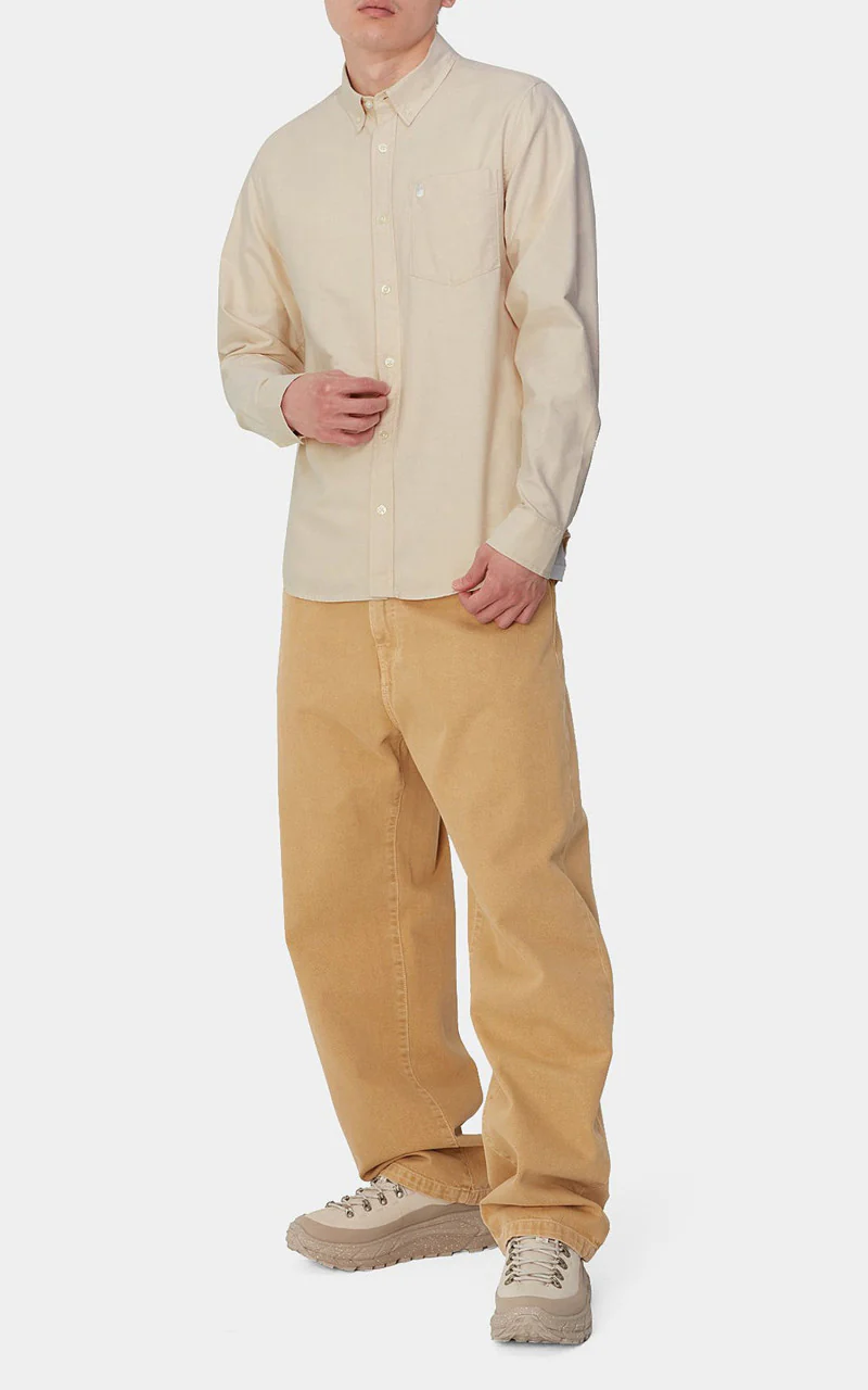 Carhartt WIP L/S C-Logo Shirt Cornsilk/White - Image 2