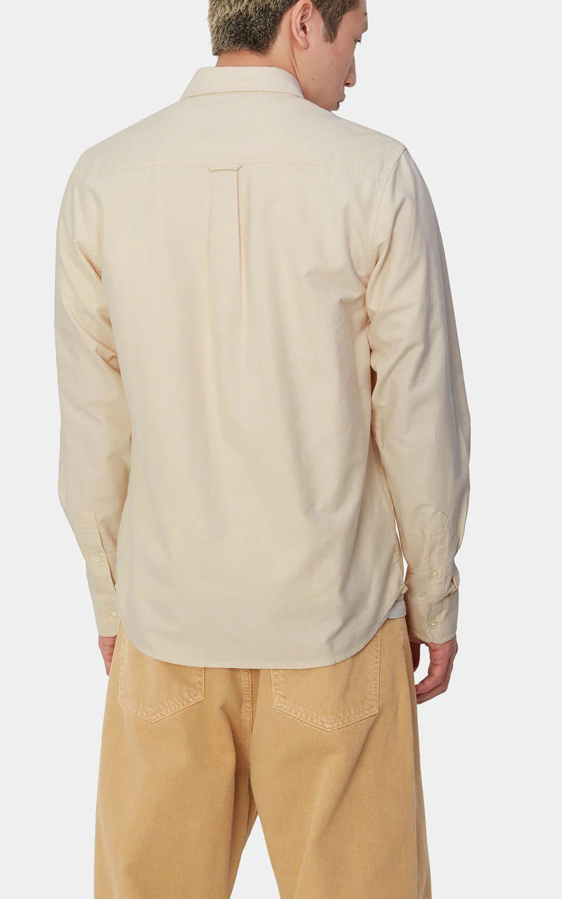 Carhartt WIP L/S C-Logo Shirt Cornsilk/White - Image 3