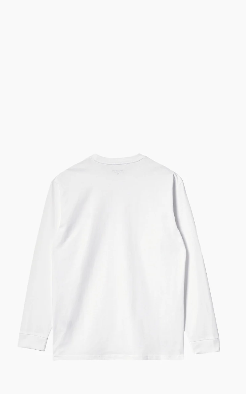 Carhartt WIP L/S Chase T-Shirt White/Gold - Image 2