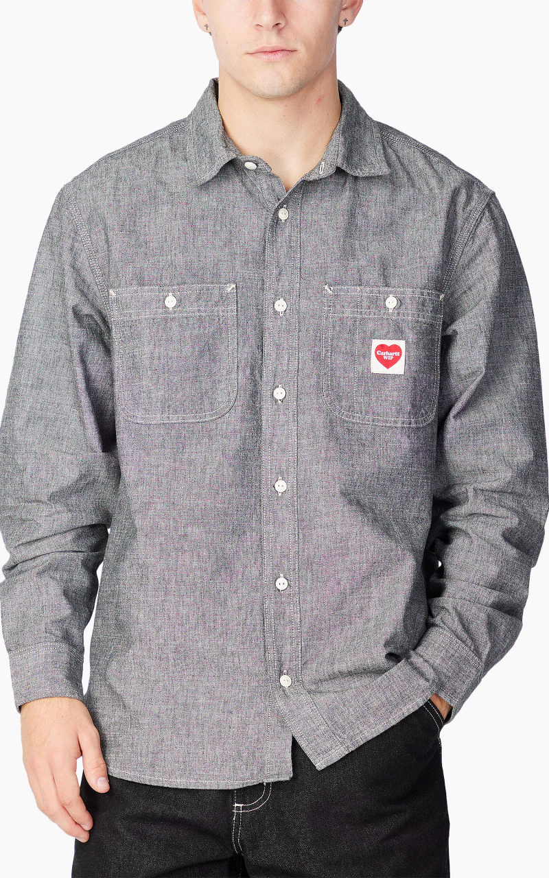 Carhartt WIP L/S Clink Heart Shirt Black Rinsed - Image 4