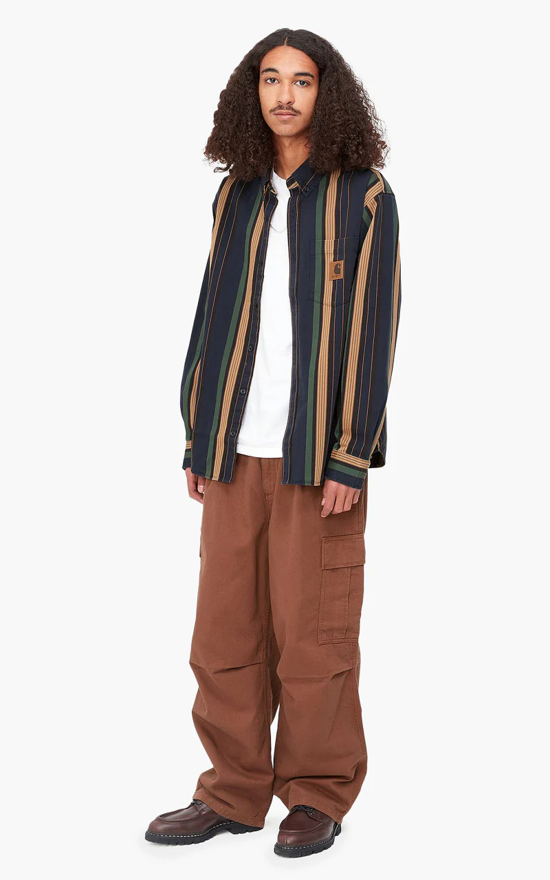 Carhartt WIP L/S Dorado Stripe Shirt Dark Navy/Moon - Image 2