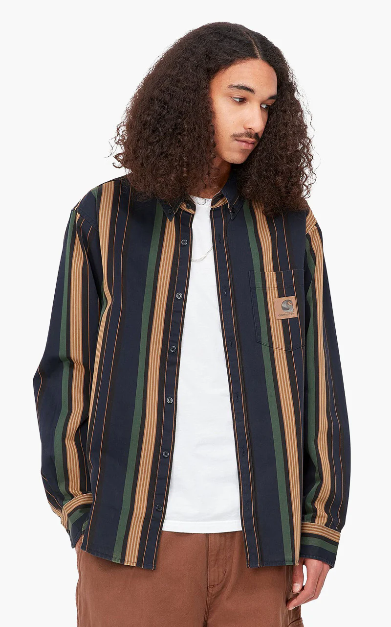 Carhartt WIP L/S Dorado Stripe Shirt Dark Navy/Moon - Image 5