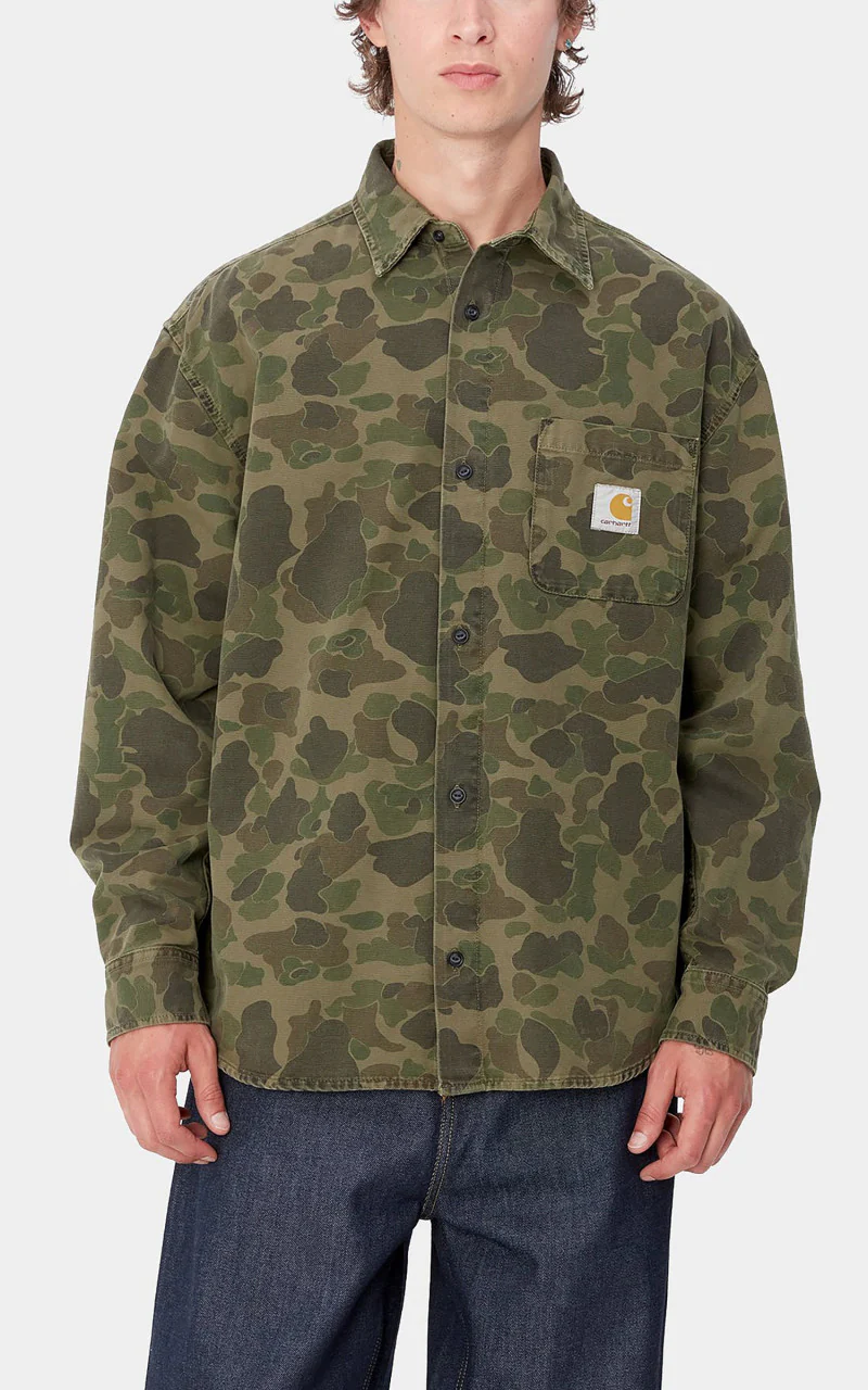 Carhartt WIP L/S Duck Shirt Camo Duck Green/Office Green - Image 3