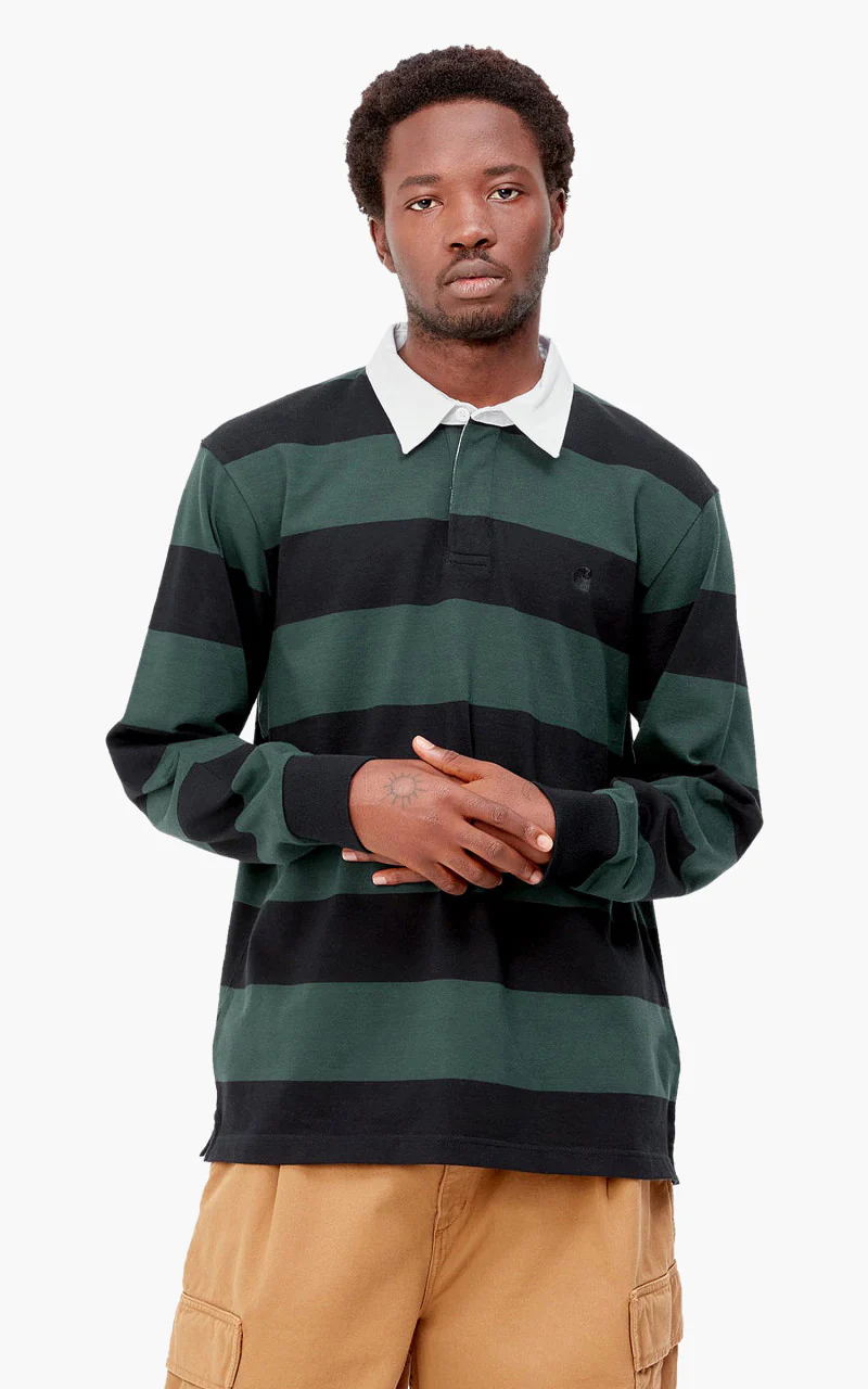 Carhartt WIP L/S Jagger Rugby Shirt Stripe Juniper - Image 3