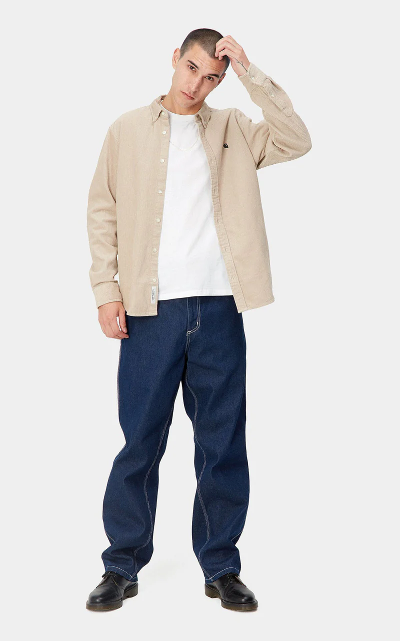 Carhartt WIP L/S Madison Cord Shirt Wall/Black - Image 5