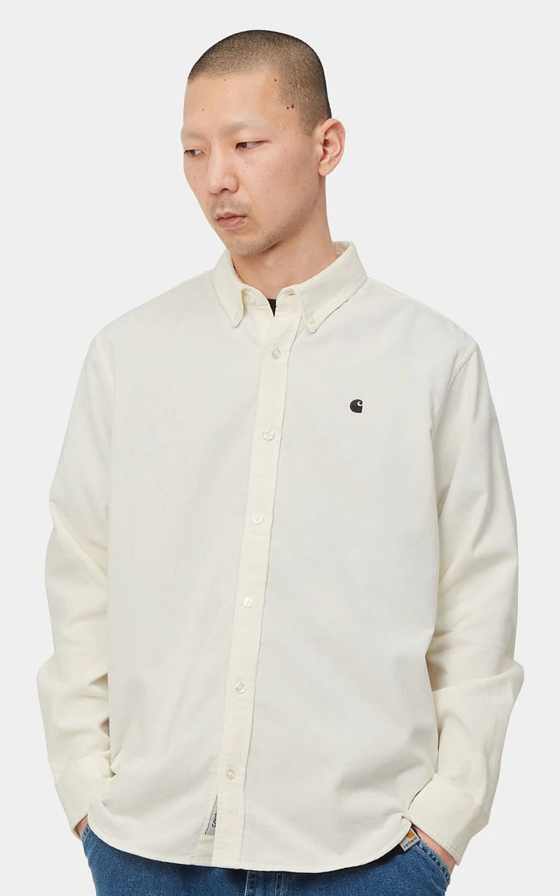 Carhartt WIP L/S Madison Fine Cord Shirt Wax/Black - Image 2