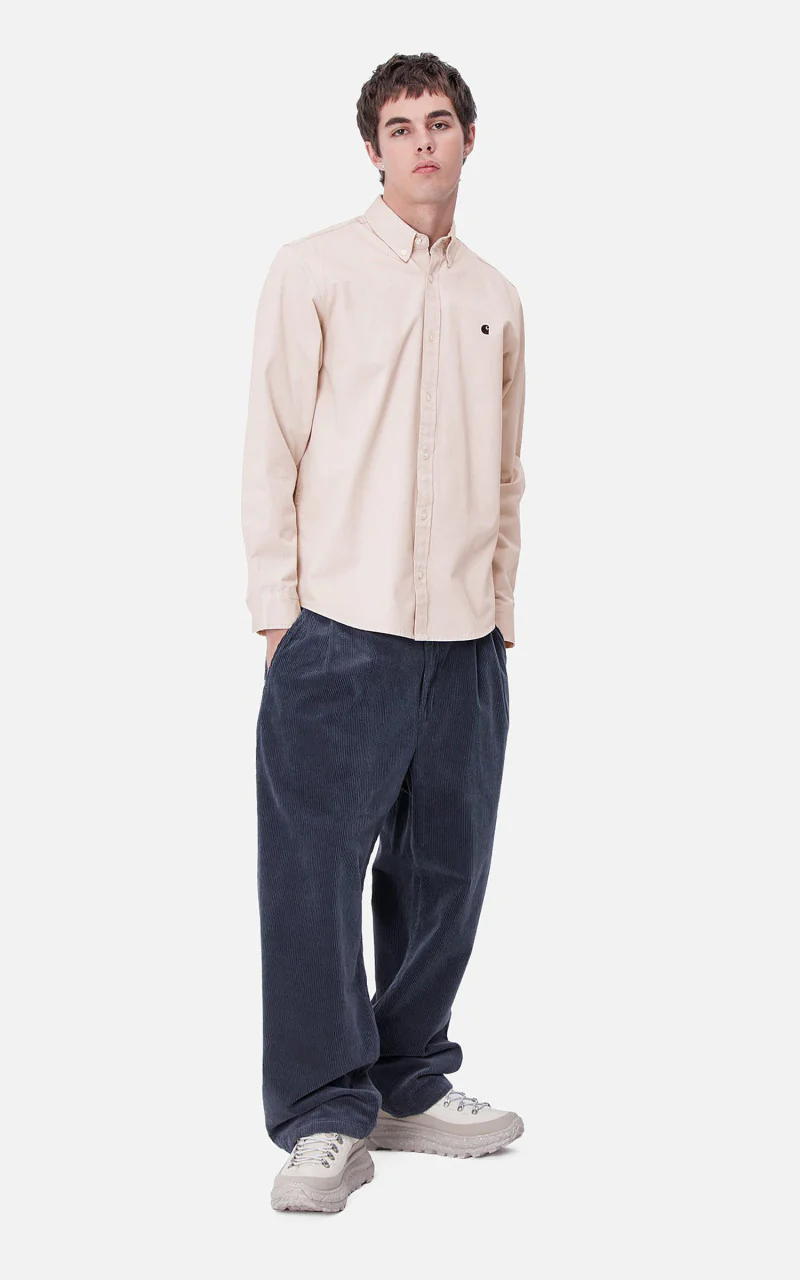 Carhartt WIP L/S Madison Shirt Moonbeam/Black - Image 4
