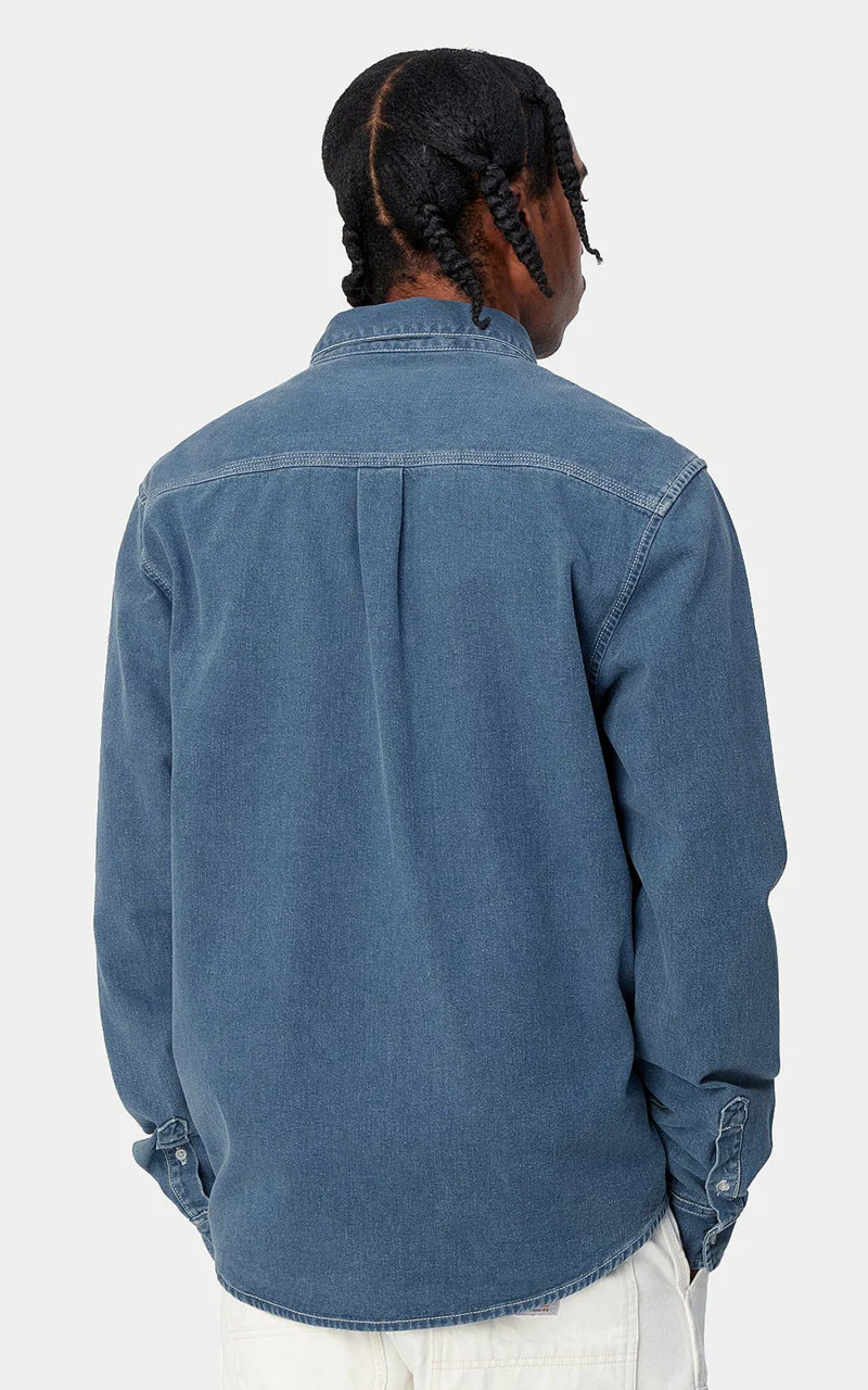 Carhartt WIP L/S Weldon Shirt Perry Denim Blue Heavy Stone Wash - Image 5
