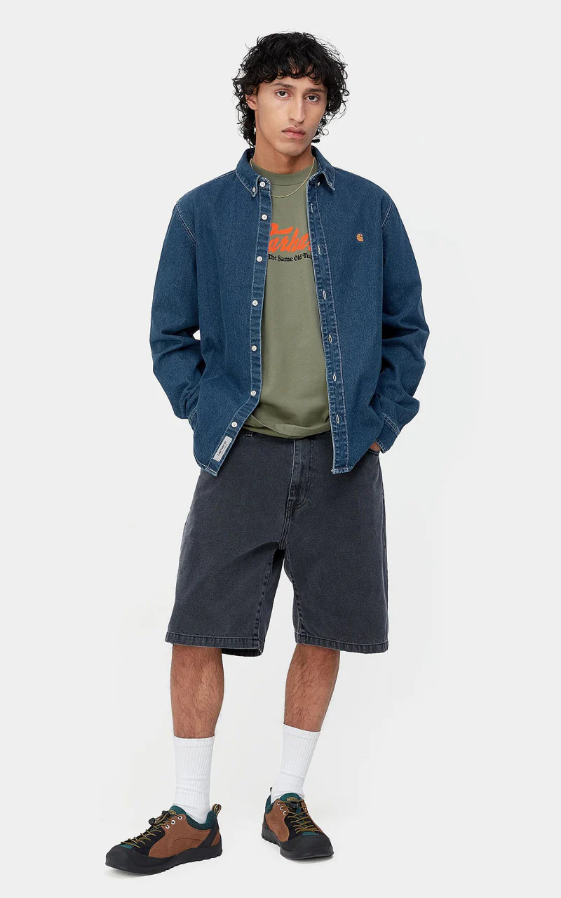 Carhartt WIP L/S Weldon Shirt Perry Denim Blue Stone Washed - Image 3