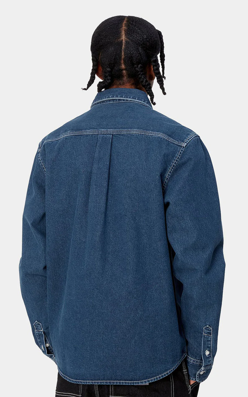 Carhartt WIP L/S Weldon Shirt Perry Denim Blue Stone Washed - Image 5