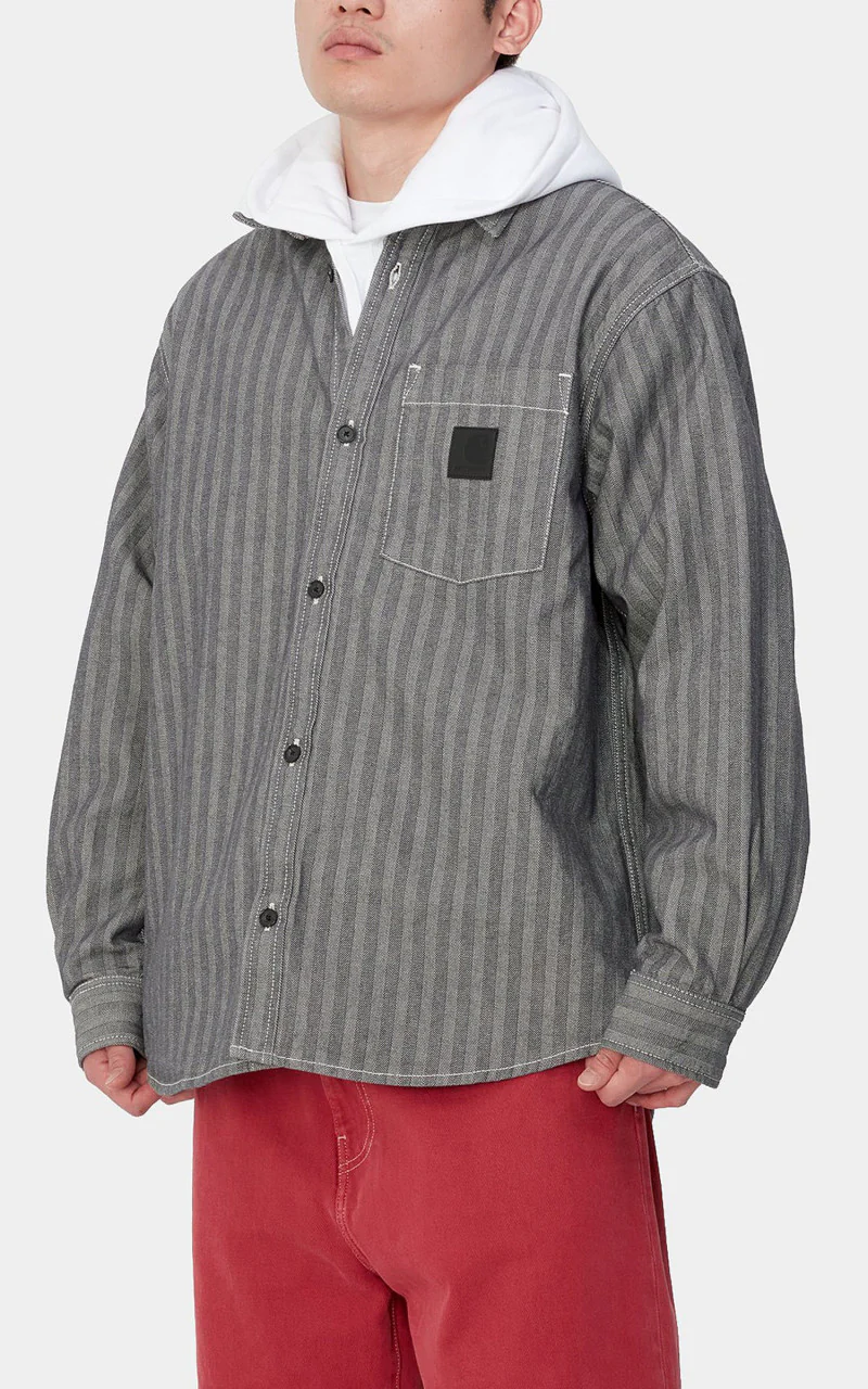 Carhartt WIP Menard Shirt Jacket Monsey Herringbone Grey - Image 5