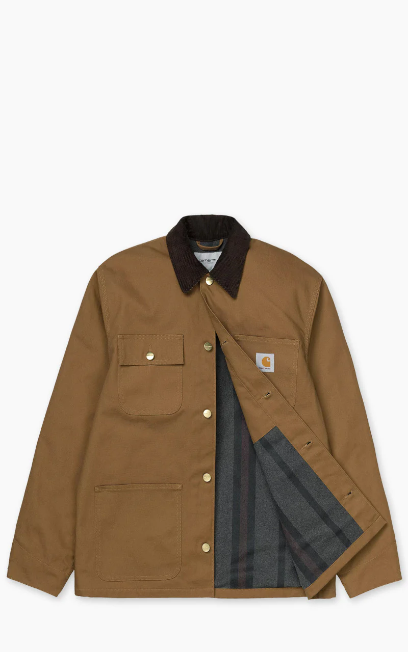 Carhartt WIP Michigan Coat Winter Dearborn Canvas Hamilton Brown/Black - Image 3