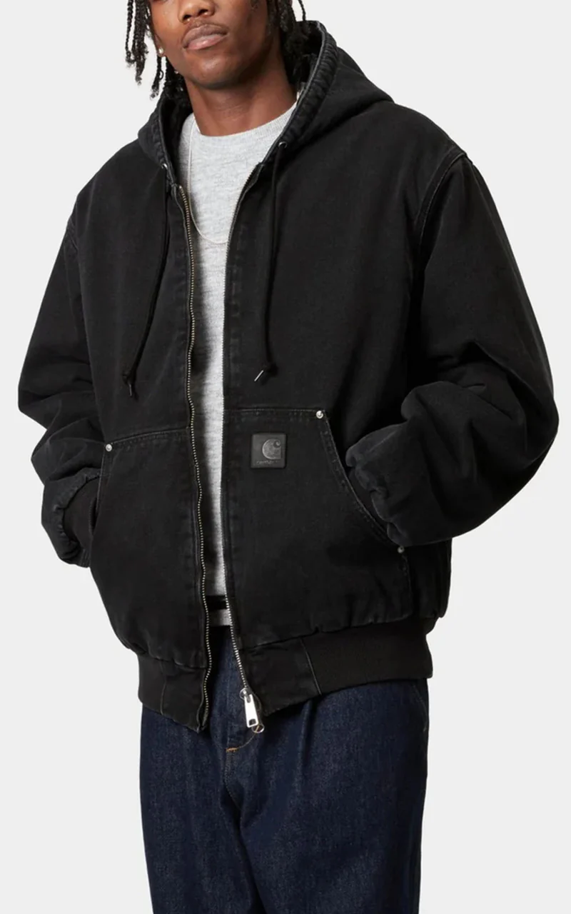 Carhartt WIP OG Active Rivet Jacket Maitland Denim Lined Stone Washed Black - Image 2
